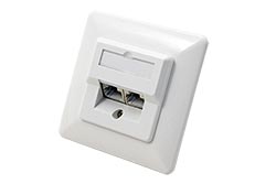 Zásuvka 2x RJ45 kat. 5e, STP, pod omítku, horizontální přívod, bílá