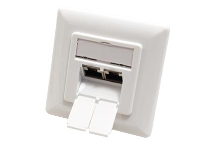Zásuvka 2x RJ45 kat. 6, STP, pod omítku, vertikální přívod, bílá