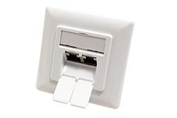 Zásuvka 2x RJ45 kat. 6, STP, pod omítku, vertikální přívod, bílá