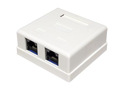 Zásuvka 2x RJ45 kat.6, UTP, na omítku, bílá