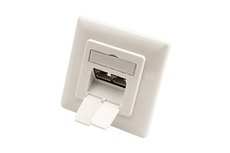 Zásuvka 2x RJ45 kat. 6a, STP, pod omítku, horizontální přívod, bílá