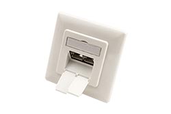 Zásuvka 2x RJ45 kat. 6a, STP, pod omítku, vertikální přívod, bílá