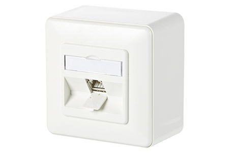 Zásuvka na omítku, 1x MC modul RJ45 kat. 6a 180°, bílá
