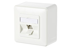 Zásuvka na omítku, 1x MC modul RJ45 kat. 6a 180°, bílá