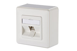 Zásuvka na omítku, 1x MC modul RJ45 kat. 6a, 270°, bílá