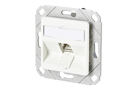 Zásuvka pod omítku, 1x MC modul RJ45 kat. 6a 180°, bez rámečku, bílá