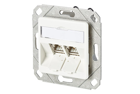 Zásuvka pod omítku, 2x MC modul RJ45 kat. 6a 180°, bez rámečku, bílá