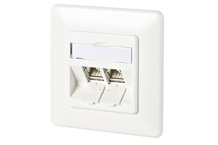 Zásuvka pod omítku, 2x MC modul RJ45 kat. 6a 180°, bílá