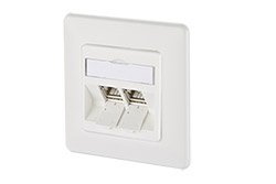 Zásuvka pod omítku, 2x MC modul RJ45 kat. 6a, 270°, bílá