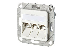 Zásuvka pod omítku, 3x MC modul RJ45 kat. 6a 180°, bez rámečku, bílá