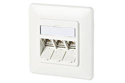 Zásuvka pod omítku, 3x MC modul RJ45 kat. 6a 180°, bílá