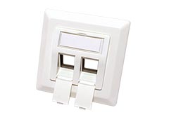 Zásuvka pod omítku pro 2x modul Keystone, béžová
