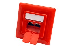 Zásuvka STP kat. 6 pod omítku, 2 konektory, vertikální přívod, červená