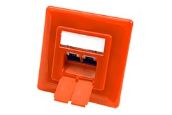 Zásuvka STP kat. 6 pod omítku, 2 konektory, vertikální přívod, oranžová