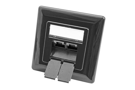 Zásuvka STP kat. 6 pod omítku, 2 konektory, vertikální přívod, tmavě šedá