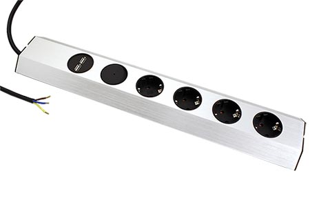 Zásuvková lišta CASIA , 4x zásuvka DE, vypínač, 2x USB, 2m (923.008)